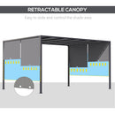 Outsunny 3m x 4m utdoor Garden Pergola with LED Lights Sliding Roof Grey