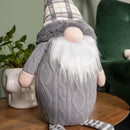 73cm Grey Sitting Christmas Gonk Decoration with Tartan Hat and Dangly Legs