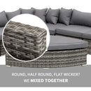 Outsunny Outdoor Rattan Corner Sofa Set 6 Piece - Grey