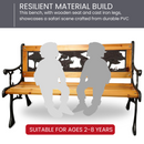 Kids 2 Seater Wooden & Cast Iron Garden Patio Childrens Bench with Animal Design