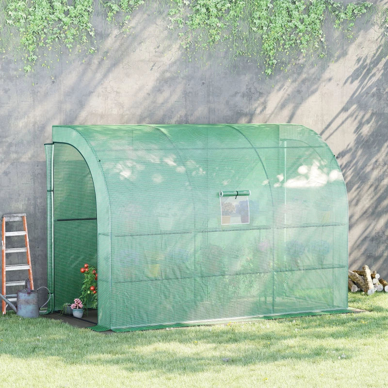 Outsunny Lean to Greenhouse 300L x 150W x 215Hcm - Green