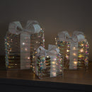 30cm Set of 3 Battery Operated Light up Star Shimmer Christmas Parcels with 90 Warm White LEDs