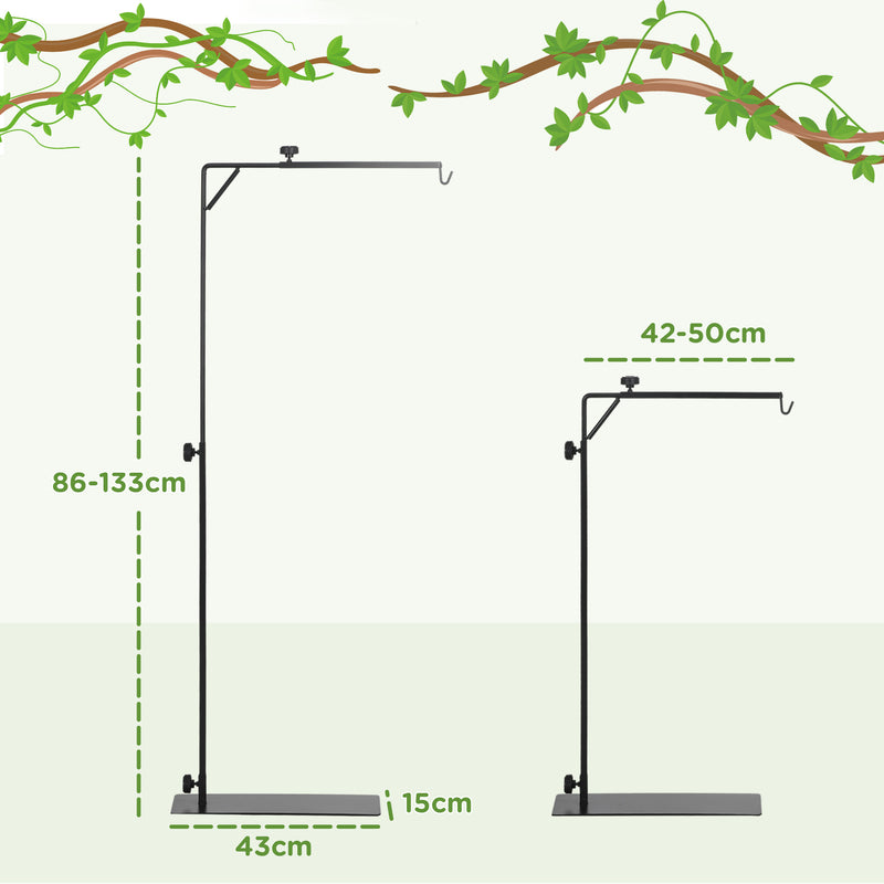 86-129Hcm PawHut Reptile Lamp Stand, Adjustable Lamp Holder w/ Base, Hook