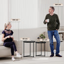 HOMCOM Nesting Coffee Table Set of 2 with Metal Frame, Black Marble Effect