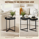 HOMCOM Nesting Coffee Table Set of 2 with Metal Frame, Black Marble Effect