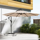 Outsunny 3 M Cantilever Parasol, Offset Umbrella With Cover And Wind Ropes