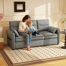 HOMCOM 3 Seater Sofa, Faux Leather Couch with Thicken Cushion, Grey