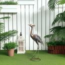 Outsunny Heron Garden Statue, Metal Garden Gift With Stakes, Silver Tone
