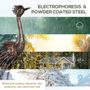 Outsunny Heron Garden Statue, Metal Garden Gift With Stakes, Silver Tone