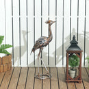 Outsunny Heron Garden Statue, Metal Garden Gift With Stakes, Silver Tone