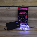 50 LED 2.5m Premier MicroBrights Indoor Outdoor Christmas Multi Function Battery Operated Lights with Timer on Pin Wire in Cool White