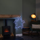 60cm Light up Silver Christmas Star Silhouette with Static & Flashing Ice White LEDs