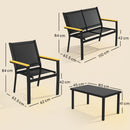 Outsunny Outdoor Sofa With Tempered Glass Top 4 Seater Black