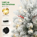 HOMCOM 60 cm Prelit Small Christmas Tree, Snow Flocked Tabletop Xmas Tree