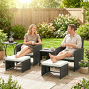 Outsunny 6 Piece Rattan Garden Furniture Set with Nesting Tables, Black
