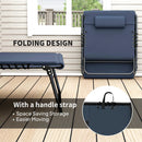 Outsunny Folding Sun Loungers Set of 2, Reclining Sun Bed, Dark Blue