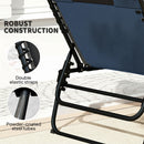 Outsunny Folding Sun Loungers Set of 2, Reclining Sun Bed, Dark Blue