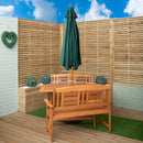 Outdoor 4 Person Folding Rectangular Wooden Garden Dining Table Benches Parasol and Base Set