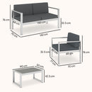 Outsunny 4 Seater Aluminium Garden Furniture Sofa Set With Olefin Cushions