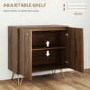 HOMCOM Sideboard Storage Cabinet with Luxurious Steel Lines Steel Legs Brown