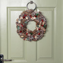 36cm Frosted Hanging Christmas Wreath with Red Jingle Bells & Wooden Stars
