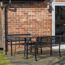 Outdoor 4 Person Rectangular Glass Top Garden Dining Table and 2 Benches Set