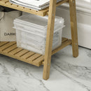HOMCOM 3-Tier Folding Bamboo Bathroom Storage Shelving Unit With Towel Bars