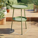 Outsunny Patio Side Table, 2-Tier Round Coffee End Table, Light Green