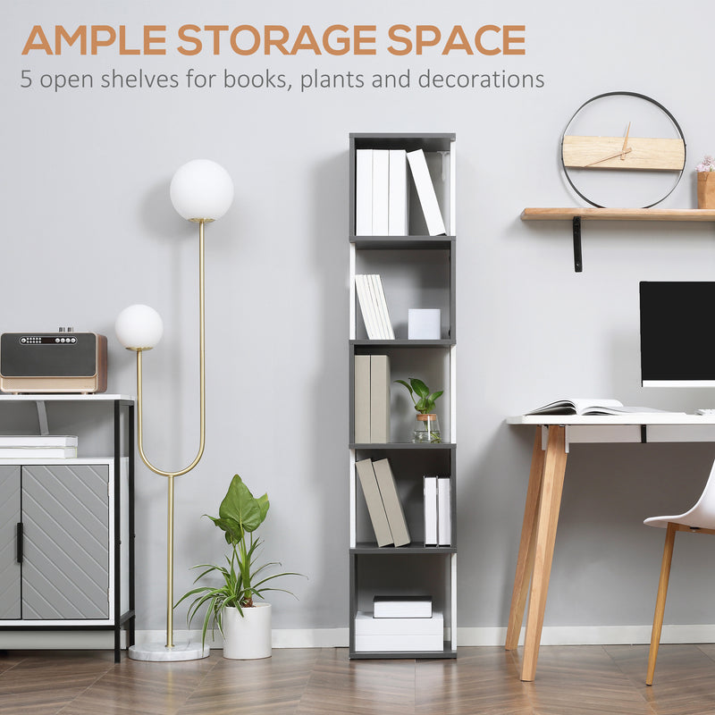 HOMCOM 5-Tier Bookshelf Freestanding Bookcase Storage Shelves, White