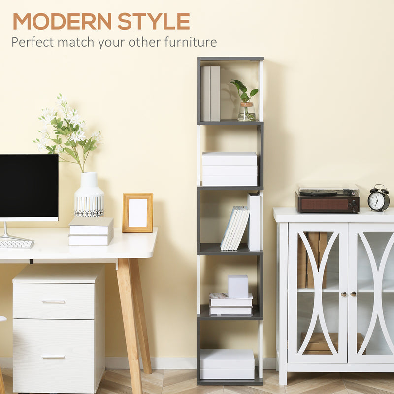 HOMCOM 5-Tier Bookshelf Freestanding Bookcase Storage Shelves, White