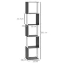 HOMCOM 5-Tier Bookshelf Freestanding Bookcase Storage Shelves, White