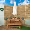 Outdoor 4 Person Rectangular Wooden Garden Dining Table, 2 Benches with Cream Parasol and Base Set
