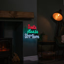 40cm Light up Hanging Santa Stop Here Christmas Infinity Mirror Light with Multi-Coloured LEDs