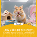 PawHut Wooden Hamster Cage w/ Detachable Bottom, Hut, Seesaw, Light Grey