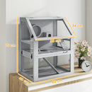 PawHut Wooden Hamster Cage w/ Detachable Bottom, Hut, Seesaw, Light Grey