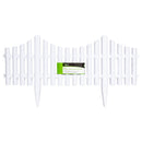 33cm Set of 4 White Plastic Picket Fence Garden Edging with Wood Effect