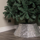 40cm/68cm Silver Fabric Folding Christmas Tree Skirt Decoration with Sequins