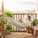 Outsunny Cotton Hammock, Soft Portable Swing Chair w/ Headrest