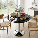 HOMCOM Round Bar Table, Dining Table With Tempered Glass Top And Steel Frame