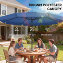 Outsunny 3 m Garden Parasol with Tilt & Crank, UPF30+ Outdoor Table Umbrella