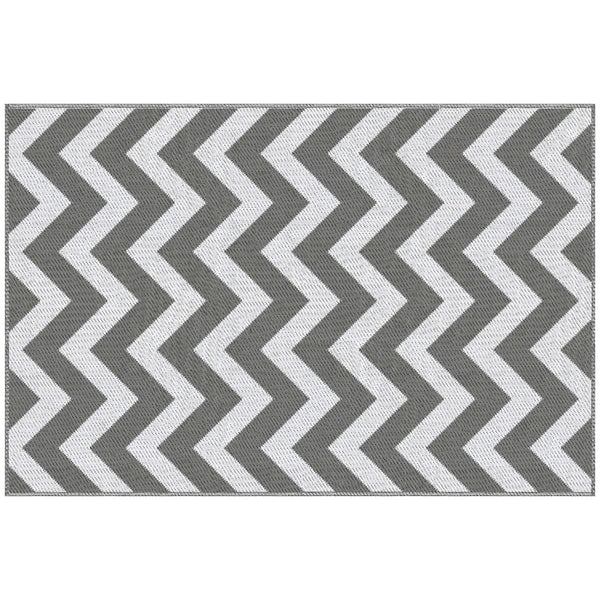 Outsunny Outdoor Rug, 1.2 x 1.8m Patio Floor Mat, Grey & White
