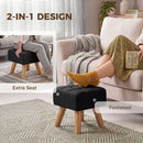 HOMCOM Modern Footstool, Fabric Foot Rest with Rubber Wood Legs, Black