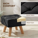 HOMCOM Modern Footstool, Fabric Foot Rest with Rubber Wood Legs, Black