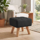 HOMCOM Modern Footstool, Fabric Foot Rest with Rubber Wood Legs, Black