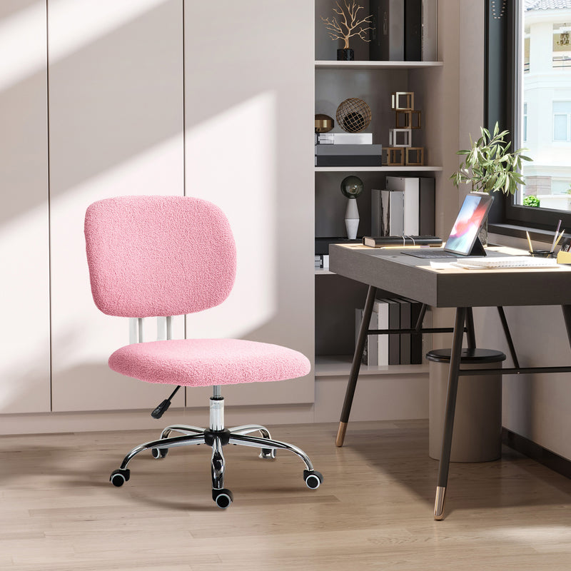 Vinsetto Fluffy Home Office Chair with Adjustable Height, Armless, Pink