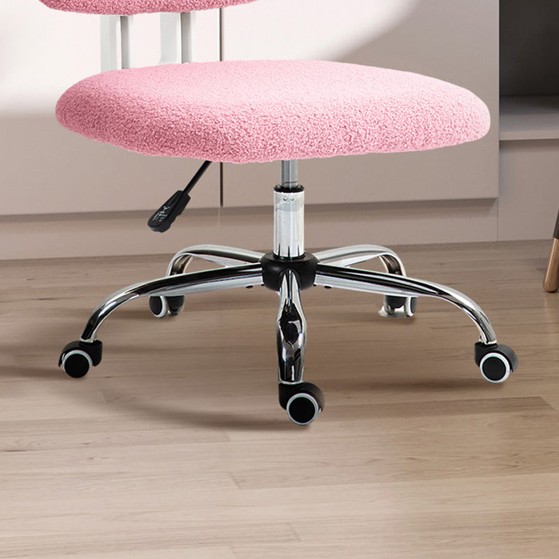 Vinsetto Fluffy Home Office Chair with Adjustable Height, Armless, Pink
