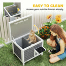 PawHut Outdoor Cat House Insulated Wooden Feral Cat Shelter w/ Openable Roof