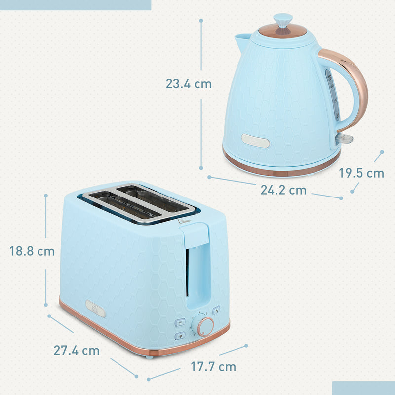 HOMCOM Kettle and Toaster Set 1.7L Kettle & 2 Slice Toaster Set,
