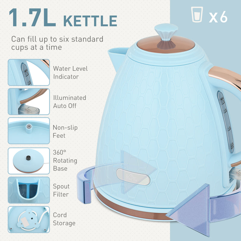 HOMCOM Kettle and Toaster Set 1.7L Kettle & 2 Slice Toaster Set,