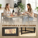 HOMCOM 3 Piece Dining Table Set With Metal Frame Rustic Brown